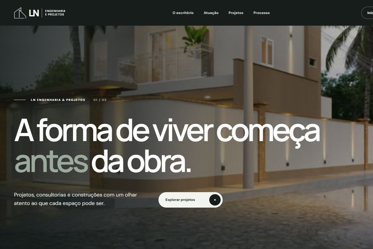 Captura real do website LN Engenharia & Projetos em desktop