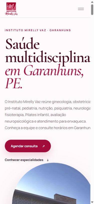 Captura real do website Instituto Mirelly Vaz em celular